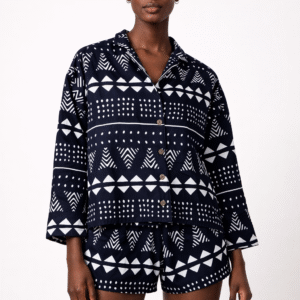 Ankara Print Button-Down Shirt for Women