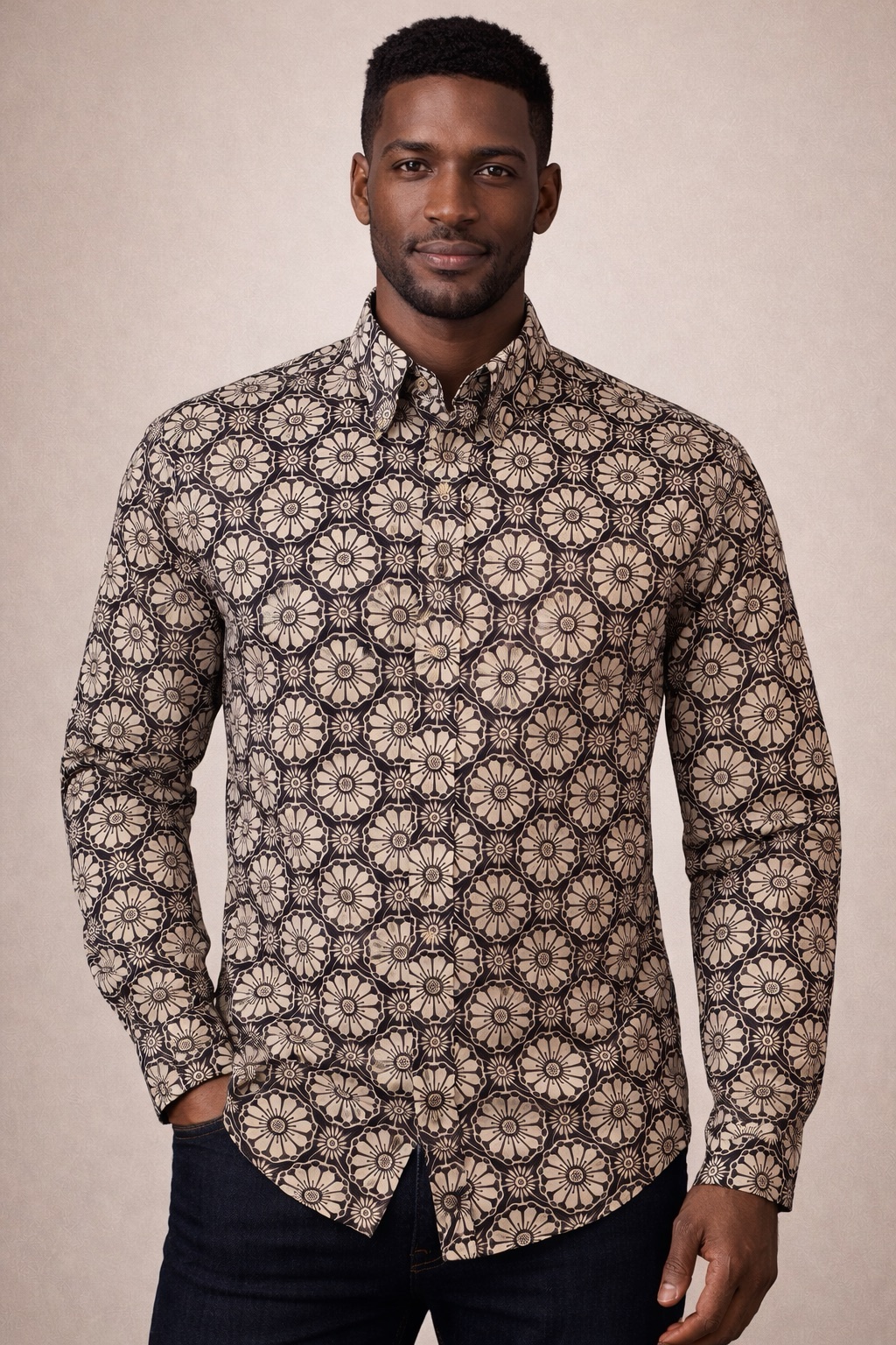 Men’s Floral Print Shirt – Stylish Tailored Casual Button-Down